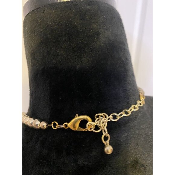 Chunky Aqua Green Gold 20" - 24" Necklace Beaded Art - Picture 6 of 6